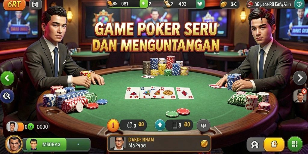 Tampilan gameplay Poker yang penuh aksi dan mendebarkan di 6RT.