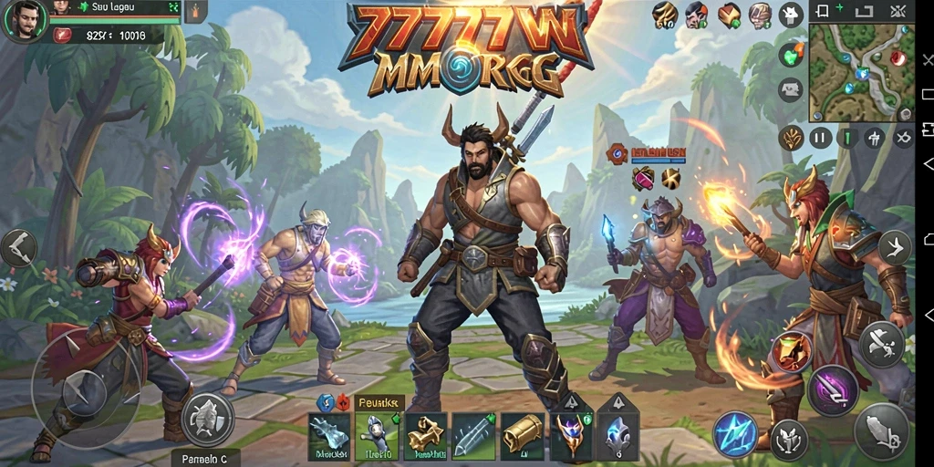 Screenshot gameplay 7777W menampilkan petualangan seru di dunia MMORPG.