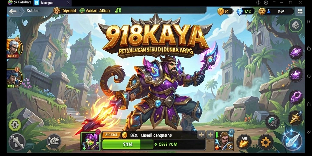 Screenshot menunjukkan pertarungan seru dengan karakter unik dalam 918KAYA.