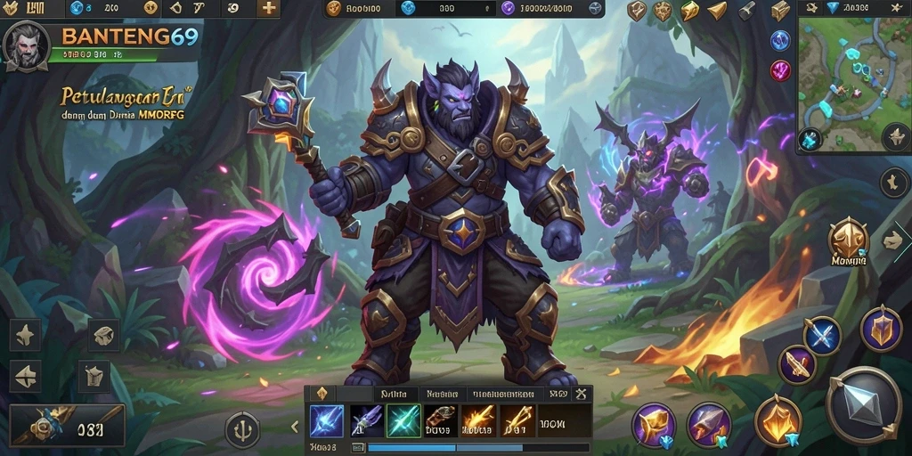 Screenshot permainan BANTENG69 dengan pertarungan seru di dunia MMORPG.