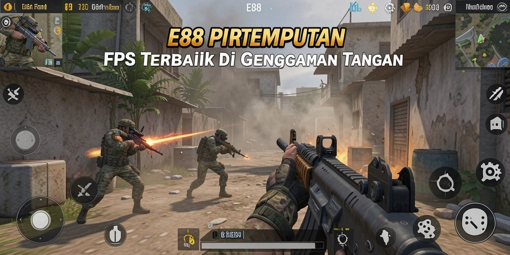 Gameplay dinamis E88 dalam pertempuran FPS yang mendebarkan.