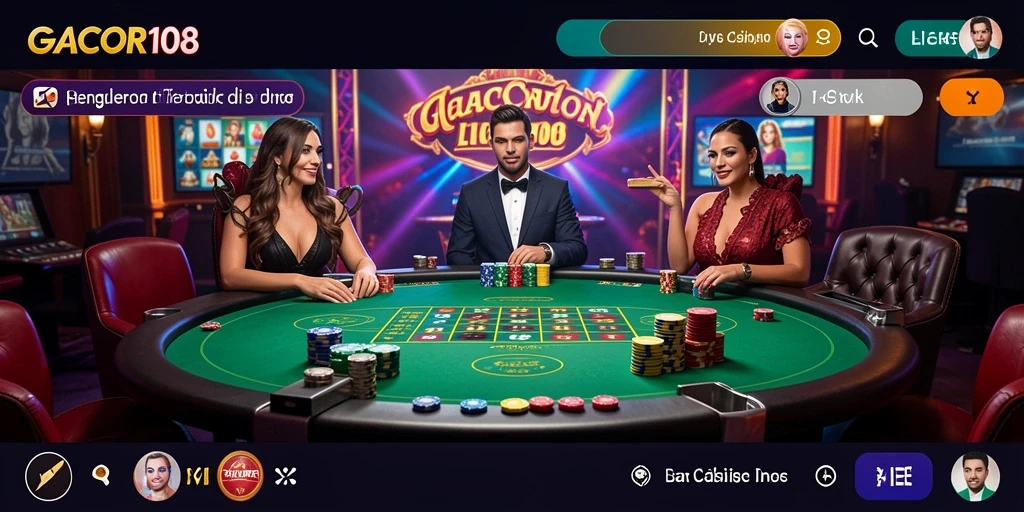 Tampilan gameplay GACOR108 dengan dealer langsung yang profesional.