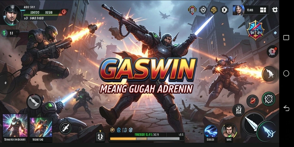 Tampilan gameplay GASWIN yang mendebarkan dan strategis.
