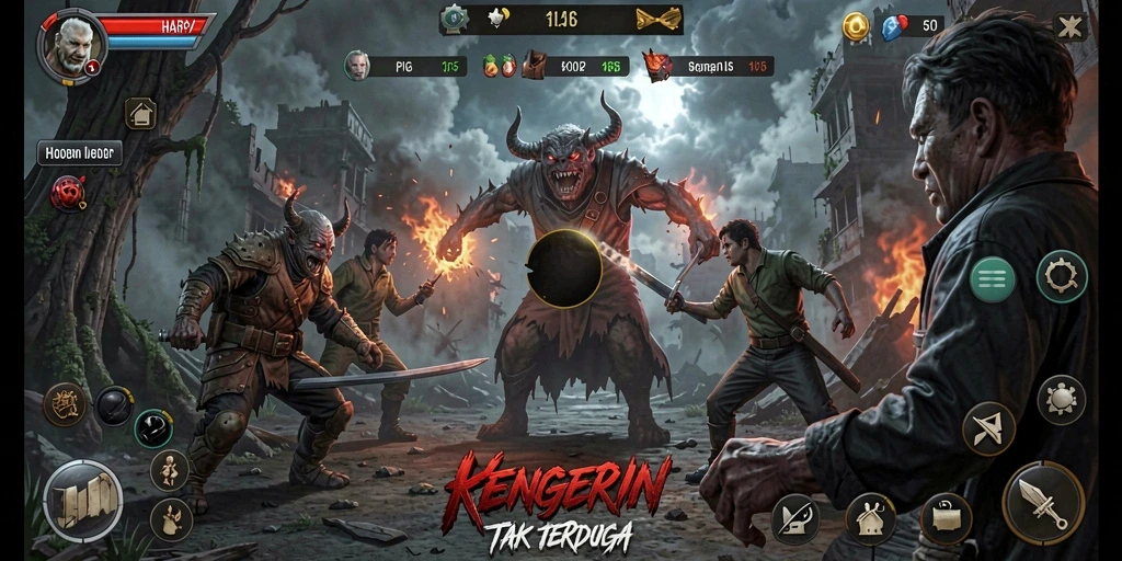 Tangkapan layar gameplay HARAPJP yang menampilkan suasana Horror yang menegangkan.