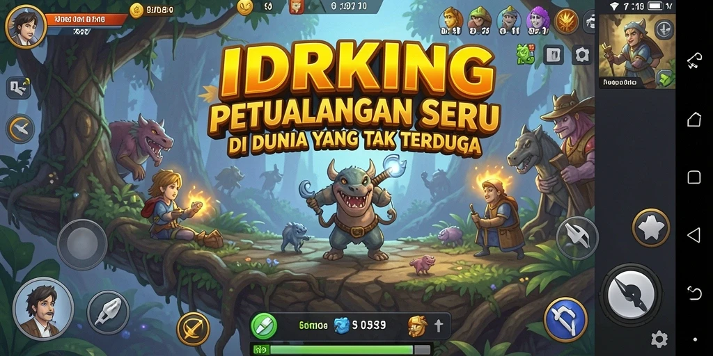 Screenshot utama IDRKING menampilkan aksi seru dalam petualangan yang mendebarkan.