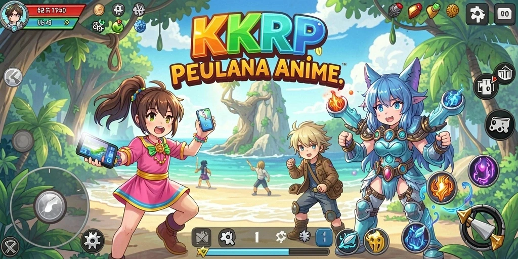 Tangkapan layar KKRP menampilkan aksi seru karakter Anime.