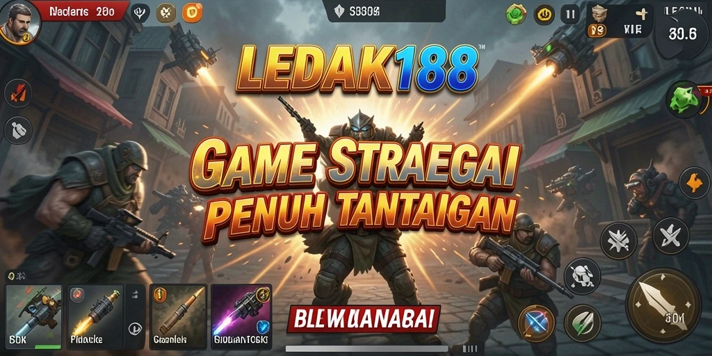 Tampilan seru gameplay strategis LEDAK188 di layar lebar.