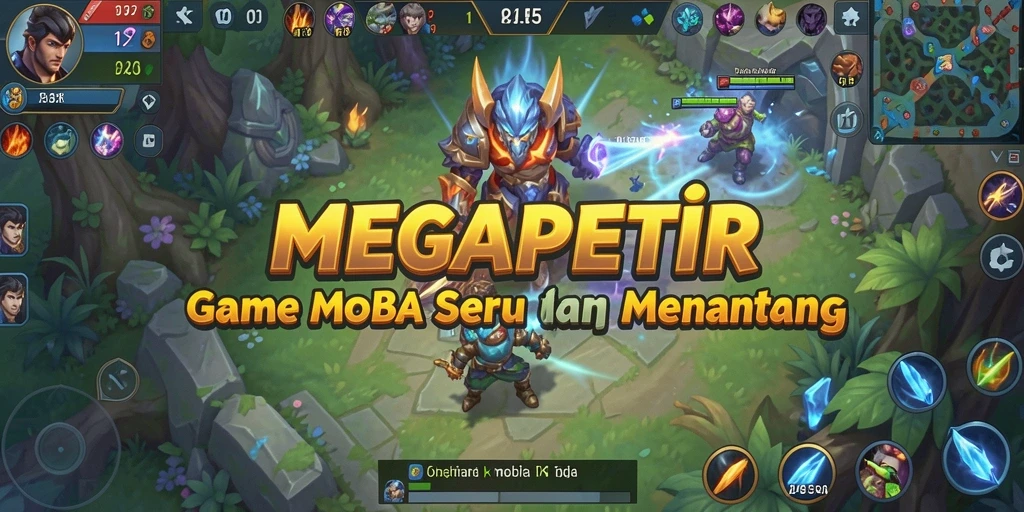 Tampilan screenshot gameplay MOBA yang seru.