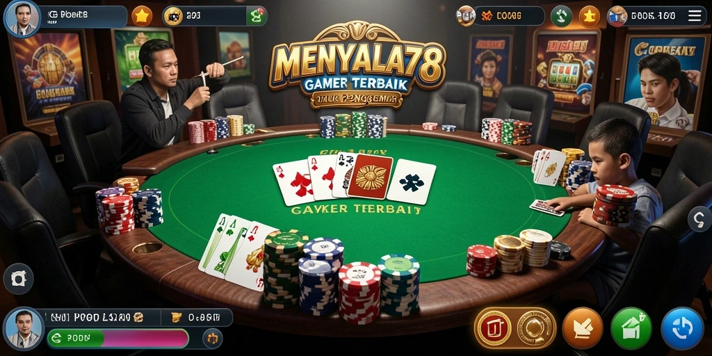Screenshot MENYALA78 menunjukkan aksi permainan Poker yang mendebarkan.