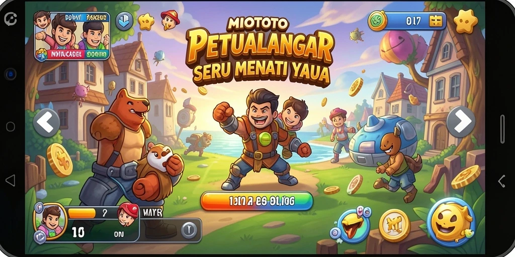 Gameplay MIOTOTO yang seru dan menantang dalam suasana arcade.