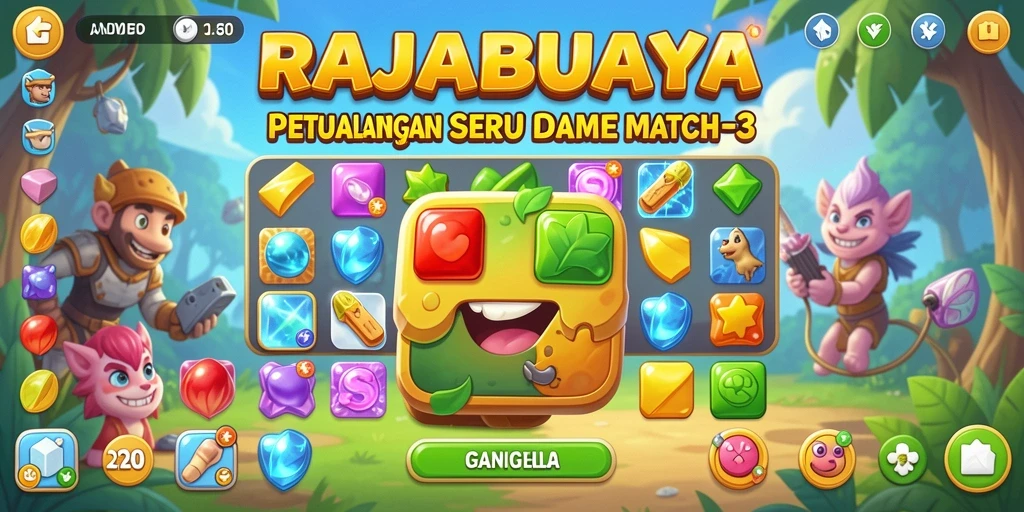 Tampilan menarik gameplay RAJABUAYA dengan elemen Match-3 yang dinamis.