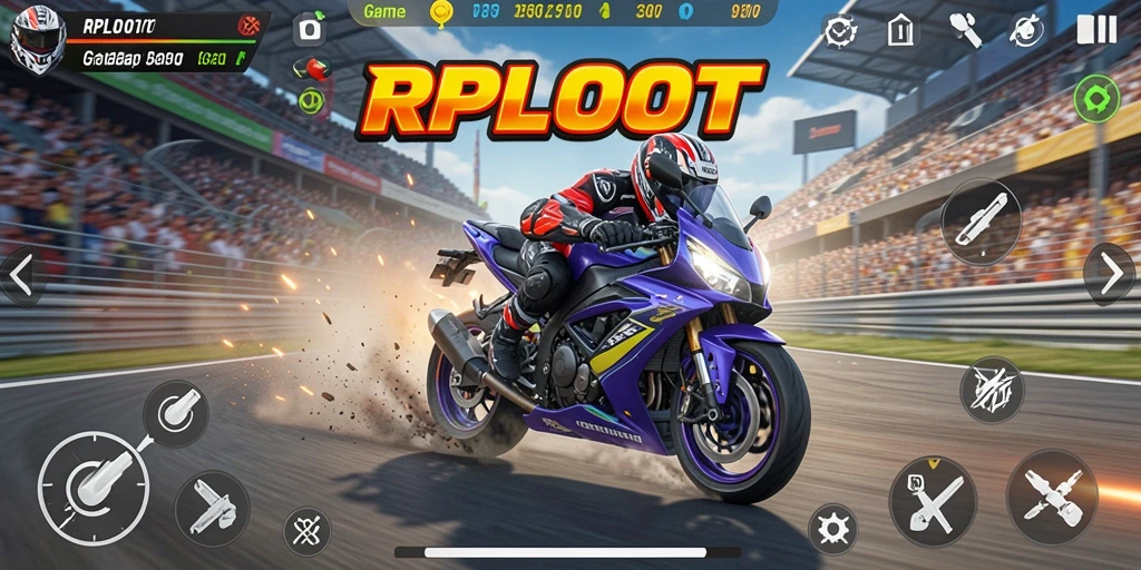 Gameplay seru RPLOOT menampilkan balapan motor yang intens dan menantang.