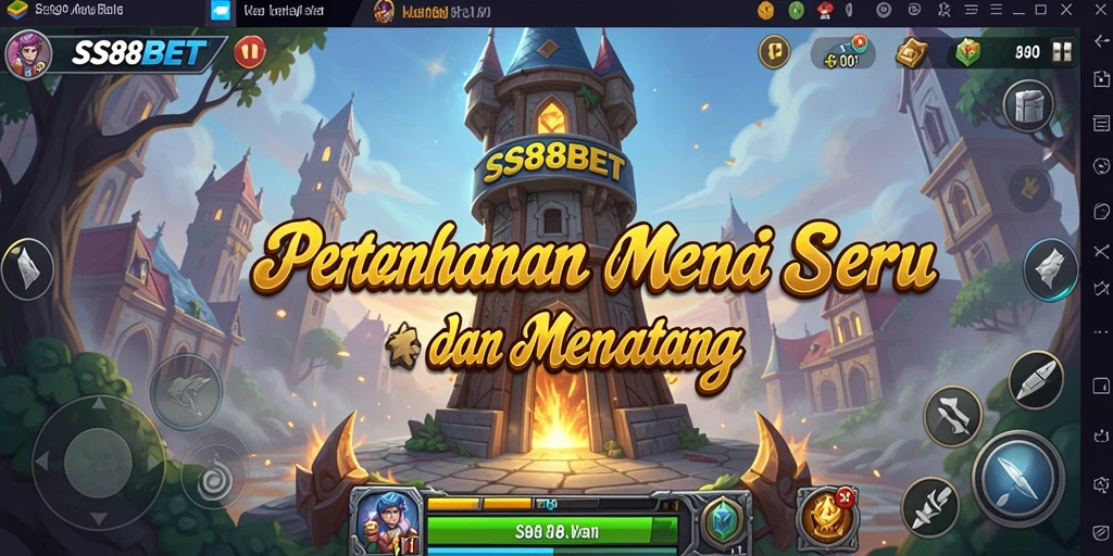 Tampilan gameplay SS88BET dalam aksi Tower Defense yang mendebarkan.