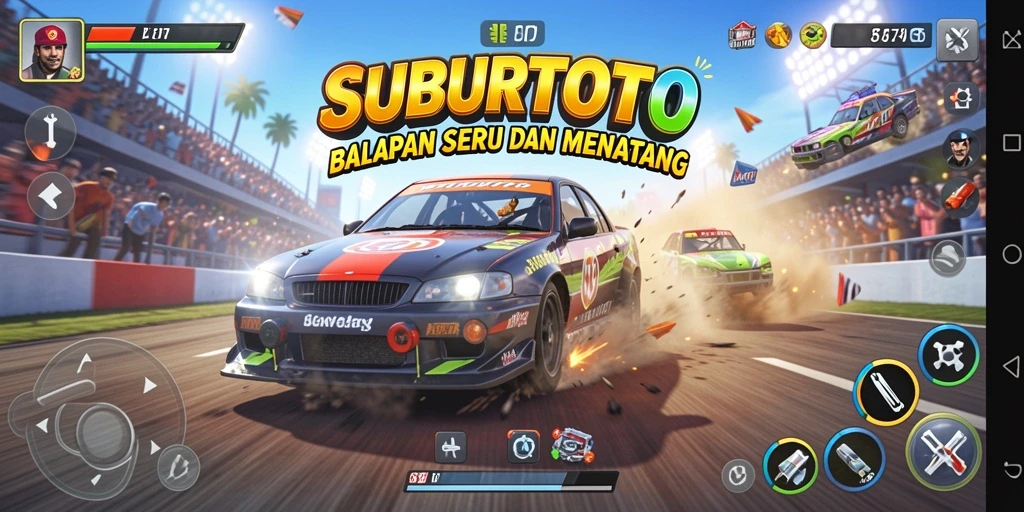 Tampilan gameplay menarik di SUBURTOTO yang penuh aksi balapan.