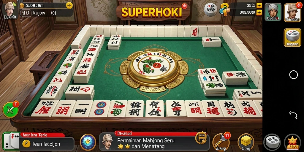 Tampilan gameplay menakjubkan dari SUPERHOKI dalam Mahjong.